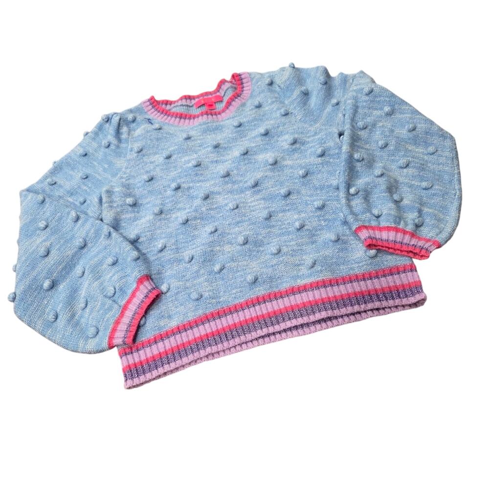 Lilly Pulitzer Verna Sweater All Over Bobble Detail Metallic Trim Wool Blend  Lg